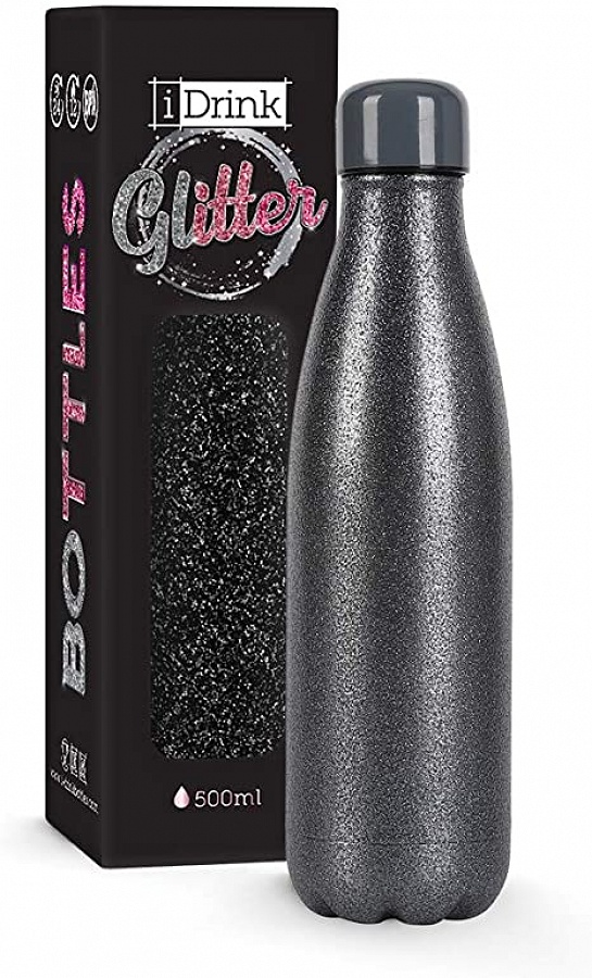 BORRACCIA TERMICA 500 ML GLITTER NERA